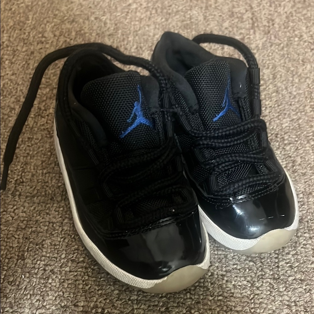 Jordan Black and Blue Sneakers with Patent Leather Shine
